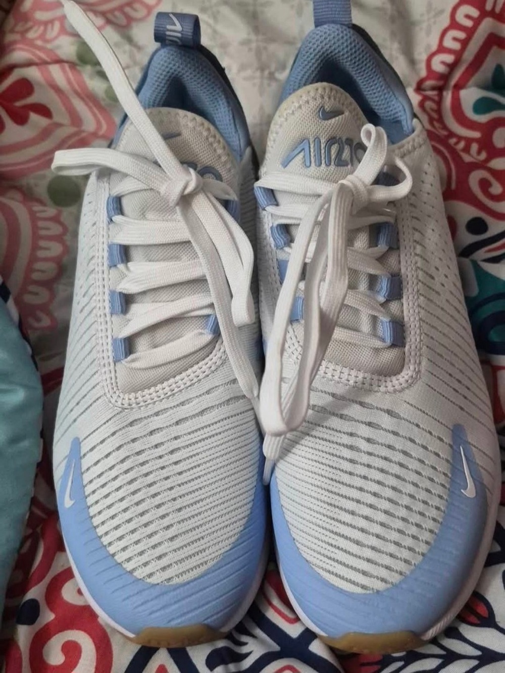 Women’s Nike Air Max 270 React White & Light Blue Sneakers